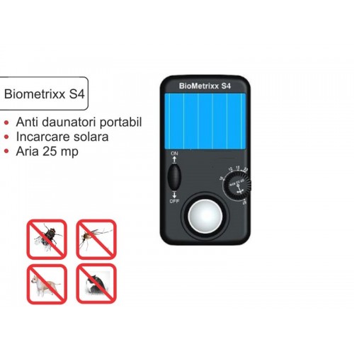 BioMetrixx S4 - aparat ultrasunete solar anti pureci, anti tantari, anti gandaci, anti sobolani, anti soareci
